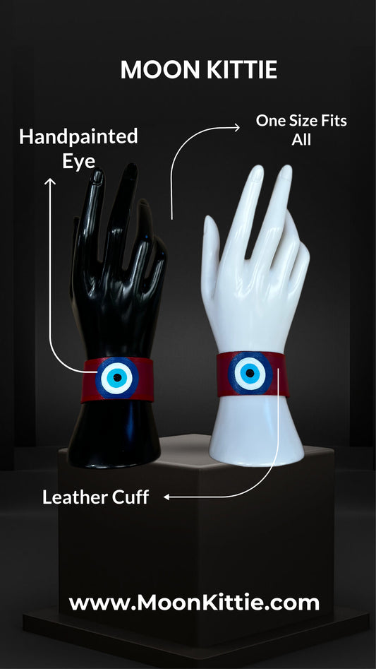 Evil Eye Leather Cuffs (set of 2)