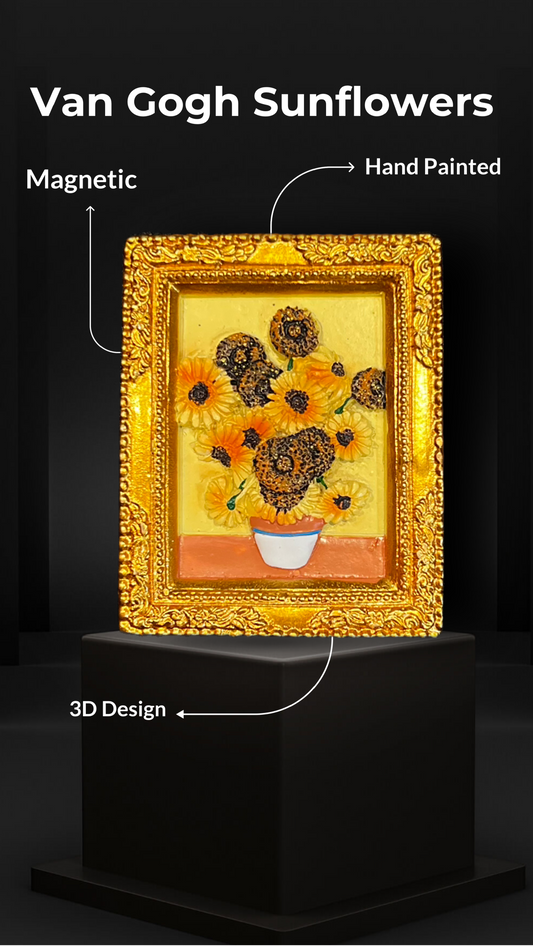 Van Gogh Sunflowers Miniature Magnet in Gold