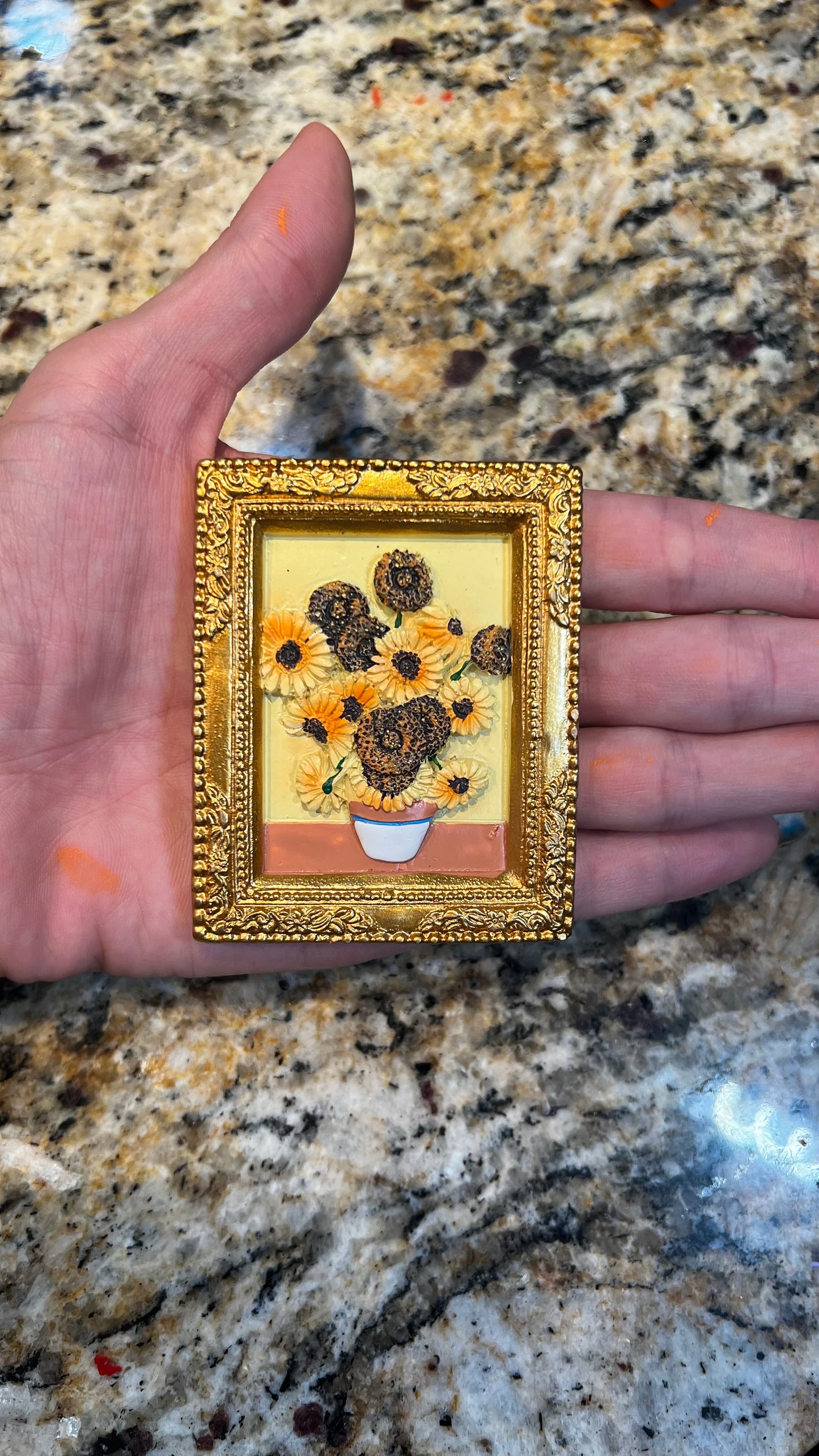 Van Gogh Sunflowers Miniature Magnet in Gold