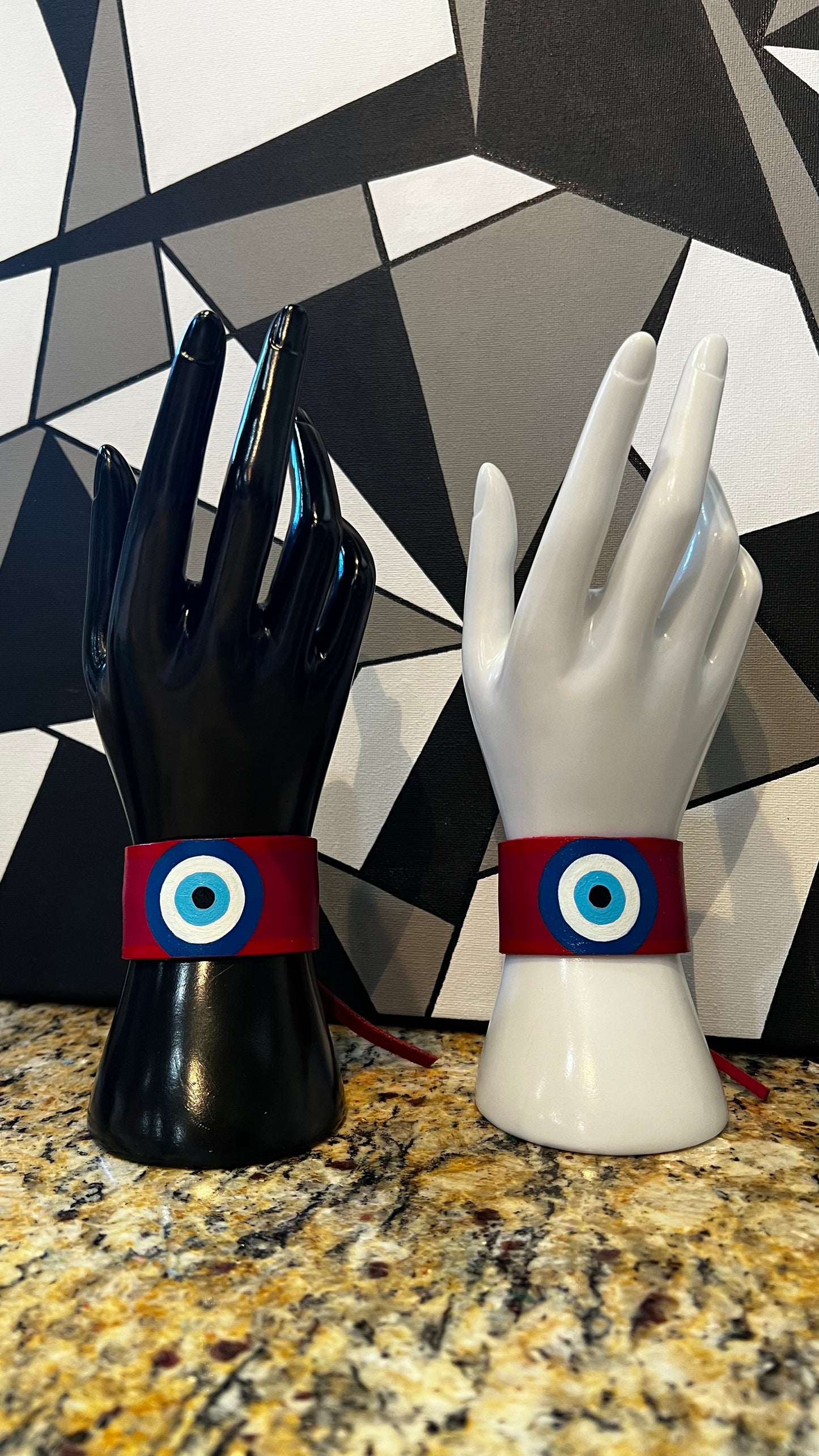 Evil Eye Leather Cuffs (set of 2)