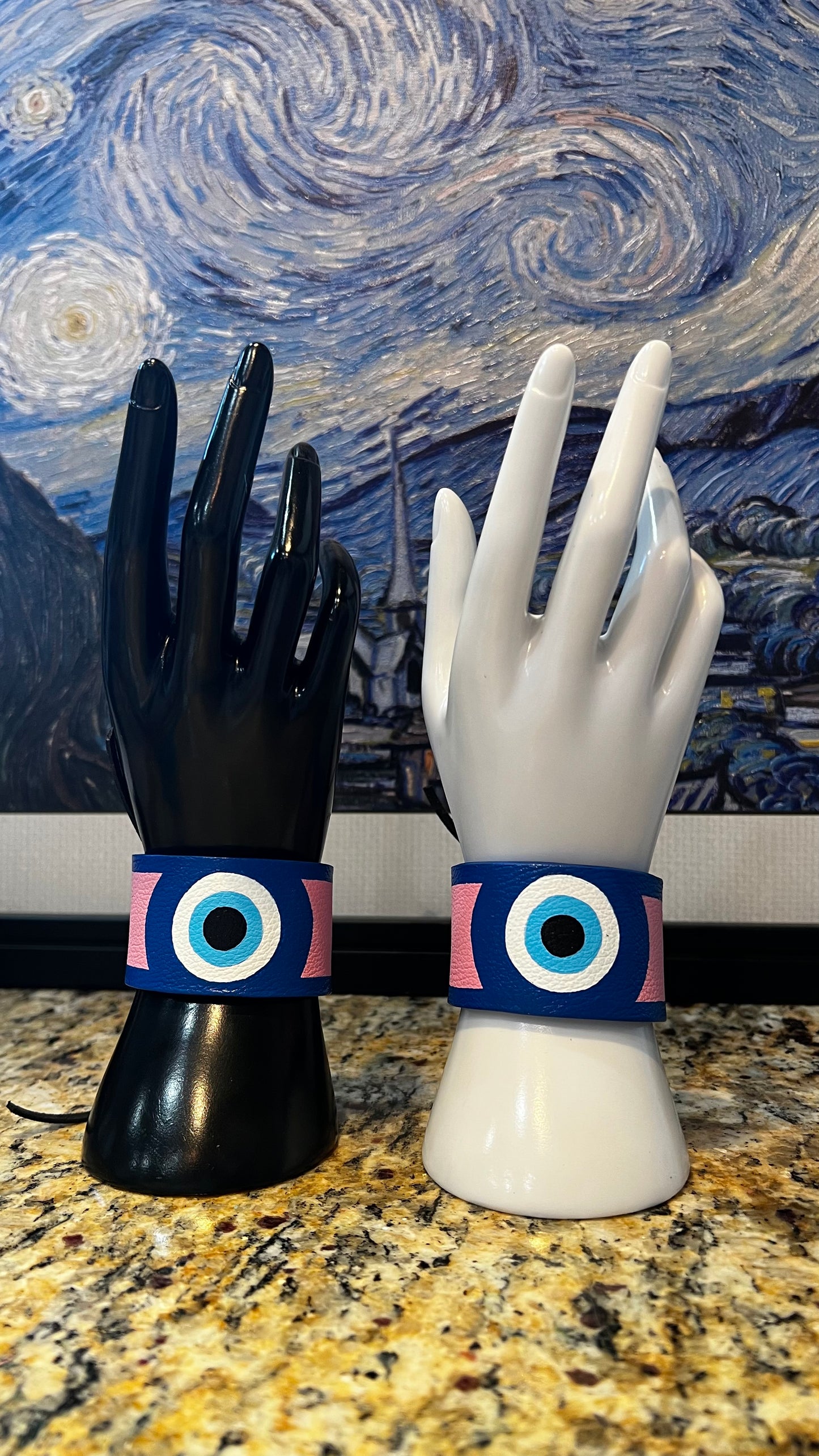 Evil Eye Leather Cuffs (set of 2)