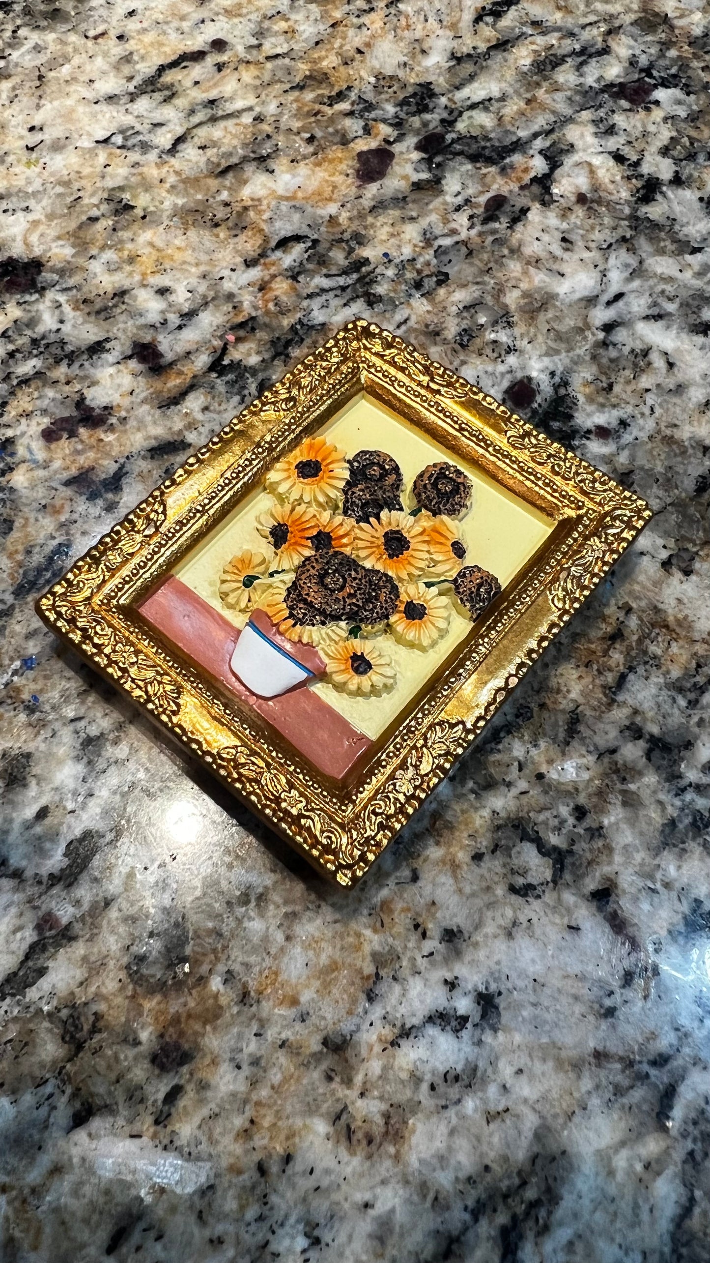 Van Gogh Sunflowers Miniature Magnet in Gold